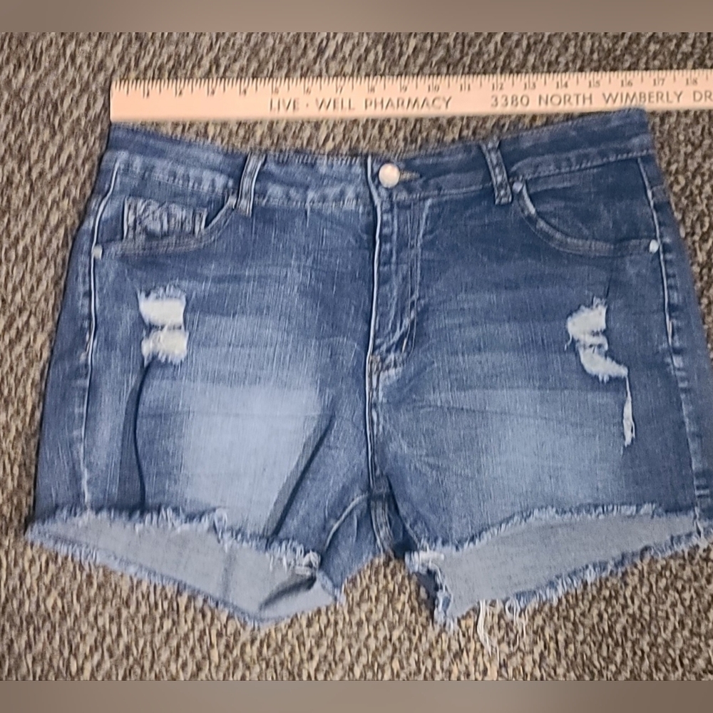 Women’s Distressed Denim Shorts - Blue